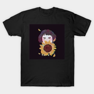 Girl with Sunflower Sketch T-Shirt